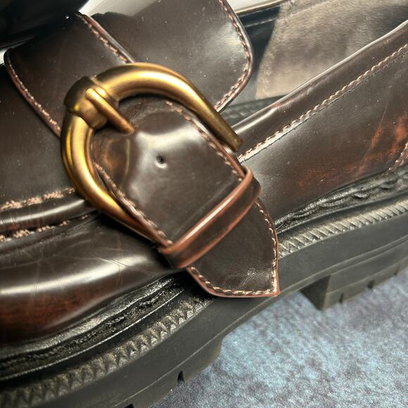 Circus By Sam Edelman Everly Chunky Platform Loafers Brown Leather Size 10 - Picture 6 of 13